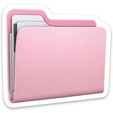 Mac folder icon in extremely light pink, almost white with just a hint of pink, very pale pink color sticker