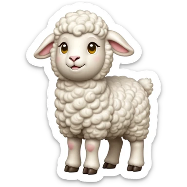 cinematic-[lamb]-realistic-full-body-standing-emoji,-tail-flicking-lazily,-head-tilted-dramatically,-curly-[white]-fur,-simplified-yet-realistic-focused-features,-highly-detailed,-glowing-with-an-almost-sarcastic-glow sticker