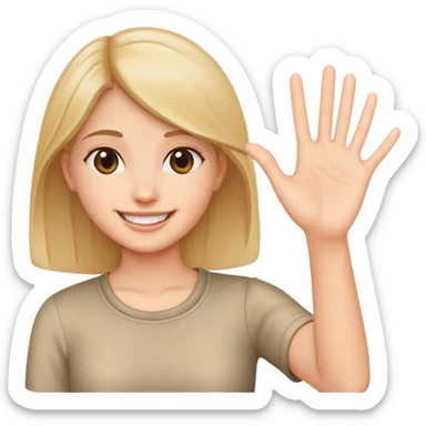 smiling girl palm raised to signal stop sticker