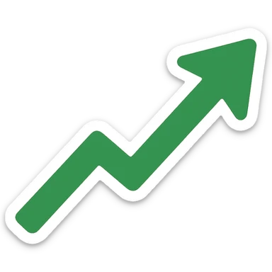 growth arrow, flat minimal style, bold green, simple upward arrow sticker