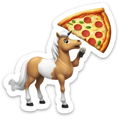 Emoji de un unicornio comiendo pizza sticker