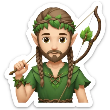Forest elf with braided beard and bow sticker
