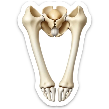 human knee bones, anatomical view showing femur, tibia, fibula, and patella sticker