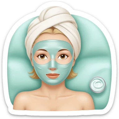 white Lady with cream face mask spa beauty full face relaxing sticker