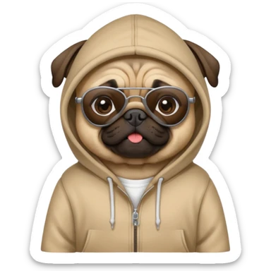 Pug with hoodie and sunglasses  sticker