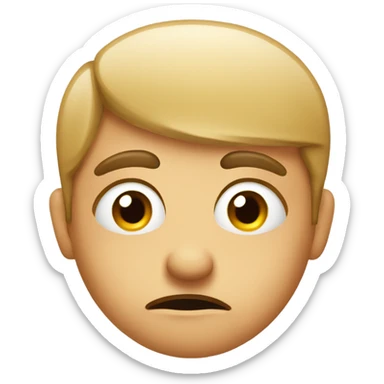 Raised eyebrow anxious face with sweat drop. sticker