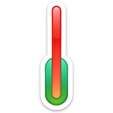 A vertical capsule-shaped progress bar with a color gradient from green at the bottom to red at the top. The bar is divided into segments by thin lines, with bold, outlined numbers scaling upward next to it.  sticker