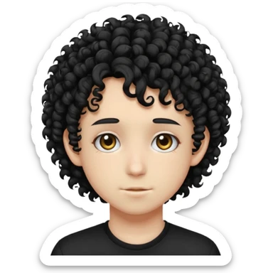 curly haired teen no facial hair emo anime character emoji white background  sticker