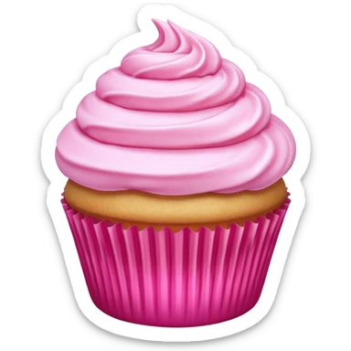 super realistic vanilla cupcake with hot pink frosting sticker