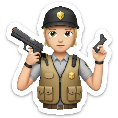 Fantasma con Glock en la mano izquierda, con gorra y un chaleco antibalas  sticker