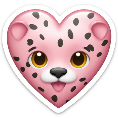 light pink heart with cheetah print  sticker