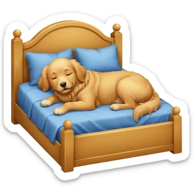 dog sleeping in a bed sticker