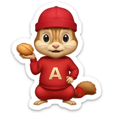 CHIPMUNK ALVIN FROM ALVIN AND THE CHIPMUNKS WITH RED SHIRT AND RED HAT VERY SKINNY AND MALNOURISHED. SKINNY THIN BODY CHIPMUNK HE HAS TO BE A CHIPMUNK sticker
