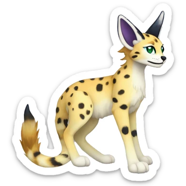 Epic Edgy Colorful ethereal eldritch Sergal-Serval-Fionbri sticker
