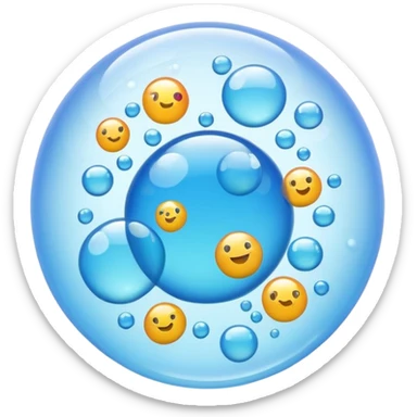 3D iPhone style emoji of free-floating bubbles, scattered randomly in the air, translucent and shiny, various sizes, not contained in any circle, isolated on white background, soft shadows, high detail, NO FACE sticker