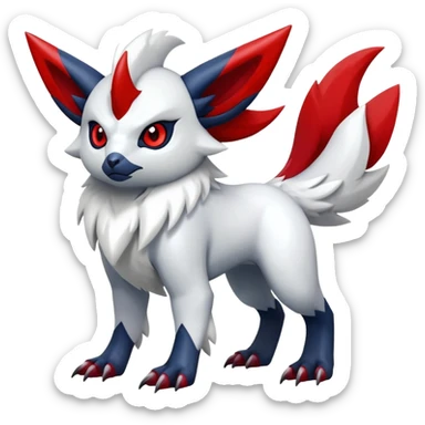 Shiny exotic Absol-Zangoose-Fakémon-hybrid-creature (full body)  with markings sticker