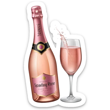 bottle of sparkling rose champagne tilted up and to the right, no glass sticker
