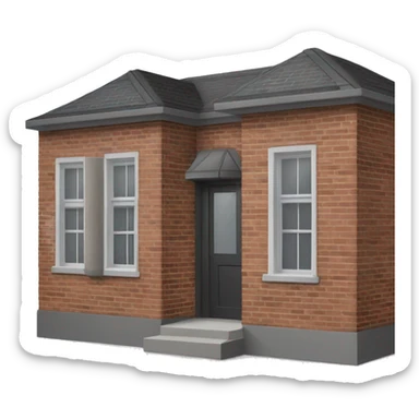 brick house with dark grey windows and grey flat roof sticker
