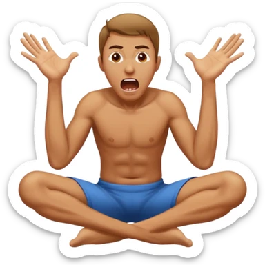 man on knees yelling in agony with hands thrown up sticker