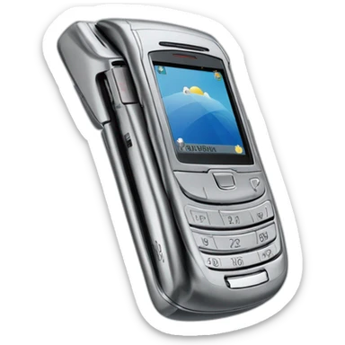 closed silver Motorola Razr V3 2004, showcasing the iconic sleek clamshell design at a three-quarter angle sticker