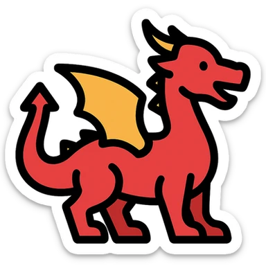 red dragon icon with color outline sticker
