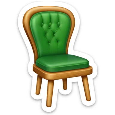 a chair with a green seat sticker