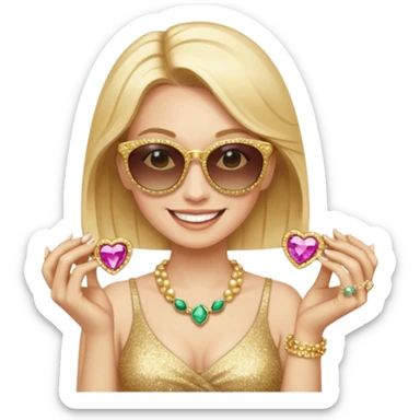 Cat wearing sunglasses smiling superstitious woman squeezing her family jewels sticker