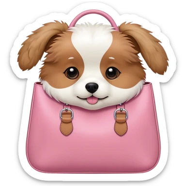 Pink bag with a little dog poking out   sticker