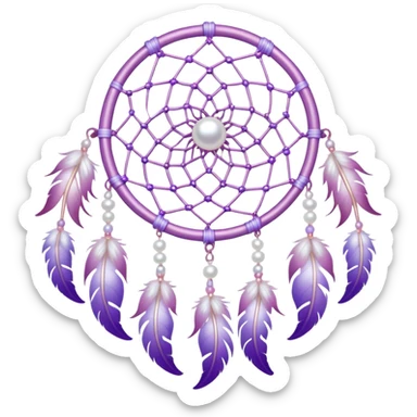 Iridescent Pastel white-pink-Violet-purple lavender dreamcatcher, white bead pearls  sticker