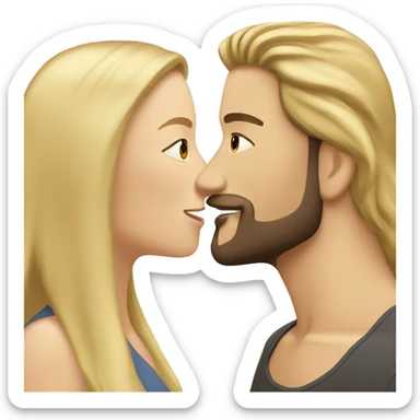 Woman-with-long-blonde -hair-and- brown hair man with beard kissing  sticker