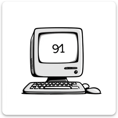 Pixel art style old Macintosh computer, simple monochrome linework sticker