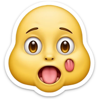 Make an emoji shaking his head with his eyes wide open and his tongue out sticker