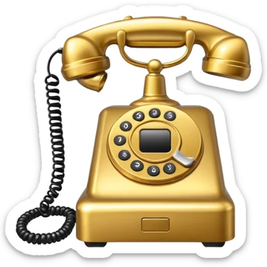 One single Golden phone icon, png, no background, no border sticker