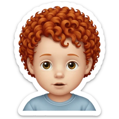 redhead kid with unique face features and very curly hair baby kid boy sticker