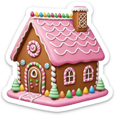 Gingerbread house pink sticker