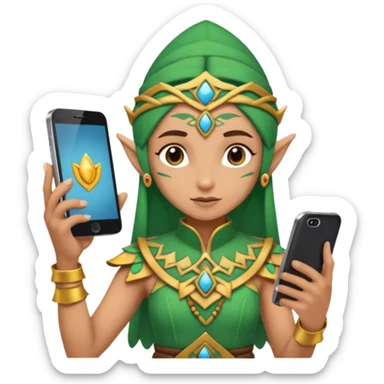 elf with mayan custome dress and smartphone sticker