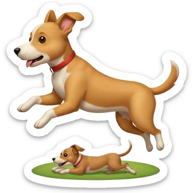 A dog jumping  another dog sticker