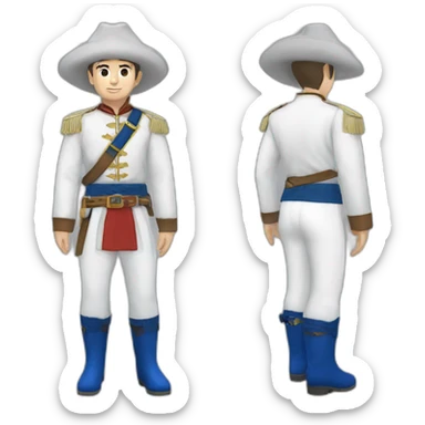 Erlandskian Cossack Color shirt White and pants blue boots sticker