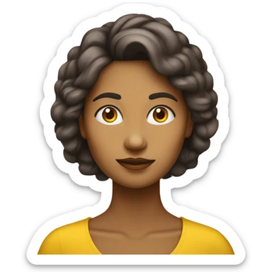 Una mujer con pelo amarillo y piel blanca con ojos cafés oscuros  sticker