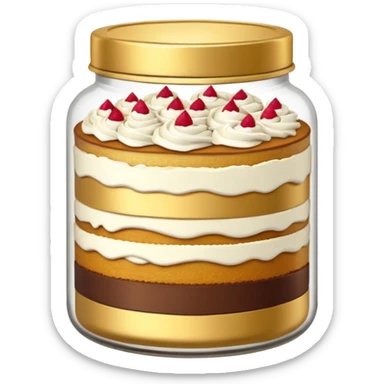 A layered little jar of cake that is gold outline black backround not colored in sticker