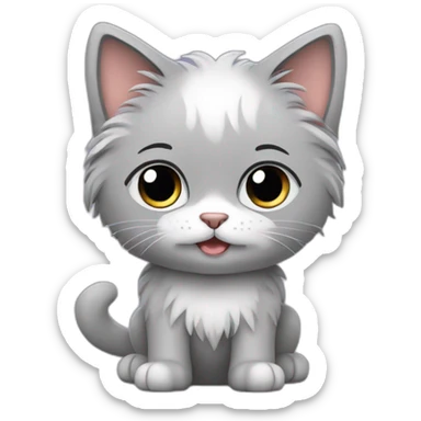 grey fluffy cat-vet treating a dog sticker