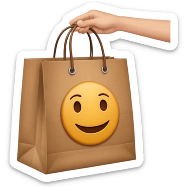hand clicking on a shopping bag, representing online shopping or e-commerce emoji sticker