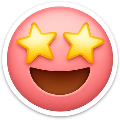 pink face with star eyes emoji, digital illustration sticker