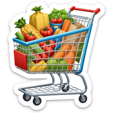 grocery cart full of grocan meries in a comic book style sticker