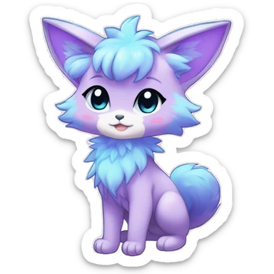 Anthro Cute Gorgeous Petite Shiny Colorful Pastel Glitter Sparkle Stars Anime Chibi Animal-Fakémon-Pokémon-Hybrid Fur Sona Aesthetic Trending Style Full Body sticker