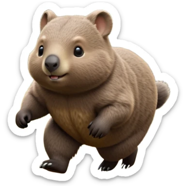 cinematic-wombat-realistic-full-body-waddling-emoji,-stout-muscular-frame-covered-in-coarse-brown-fur,-short-powerful-legs-trotting-determinedly-through-bushland,-round-dark-eyes-filled-with-calm-confidence,-tiny-rounded-ears-twitching-slightly,-strong-digging-claws-visible-on-sturdy-paws,-simplified-yet-realistic-focused-features,-highly-detailed,-glowing-with-a-subtle-earthy-glow sticker