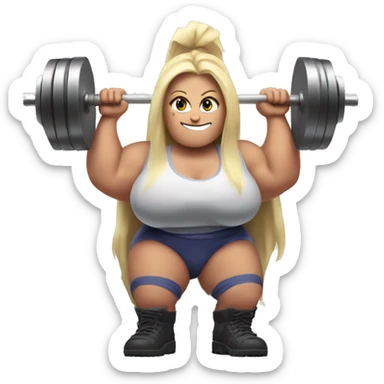 muscular gargantuan extremely muscular massive giant female woman gigantic biggest gargantuan white skin lifting a barbell sticker