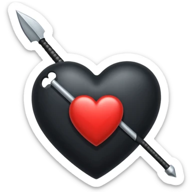 Corazón negro con una flecha q lo atraviesa todo y el corazón negro. sticker