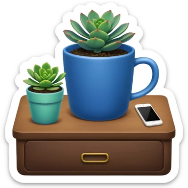 Desk Succulent Plant blue cup sticker