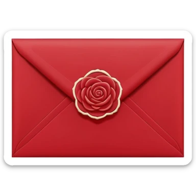 Envelope sealed with small rose wax stamp, minimalist design, deep red flat vector, clean thin lines, transparent background, elegant gothic aesthetic sticker